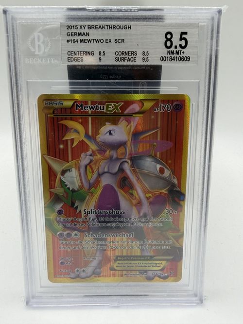 Pokemon Mewtu EX BKT 164 BREAKthrough / Deutsch / SLAB Grade BECKETT 8,5 NM-MT!