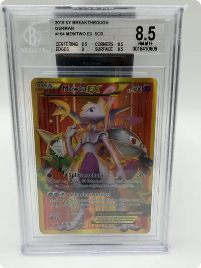 Pokemon Mewtu EX BKT 164 BREAKthrough / Deutsch / SLAB Grade BECKETT 8,5 NM-MT!